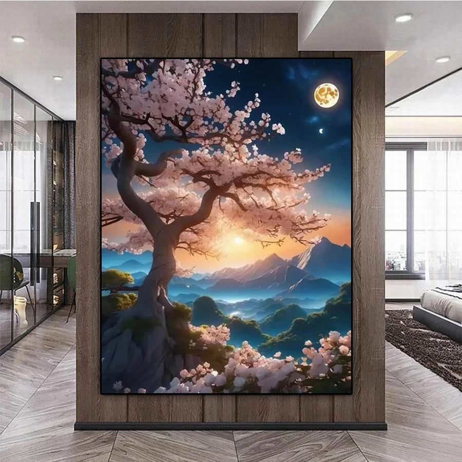 Moon Cherry Blossom Tree Diamond painting