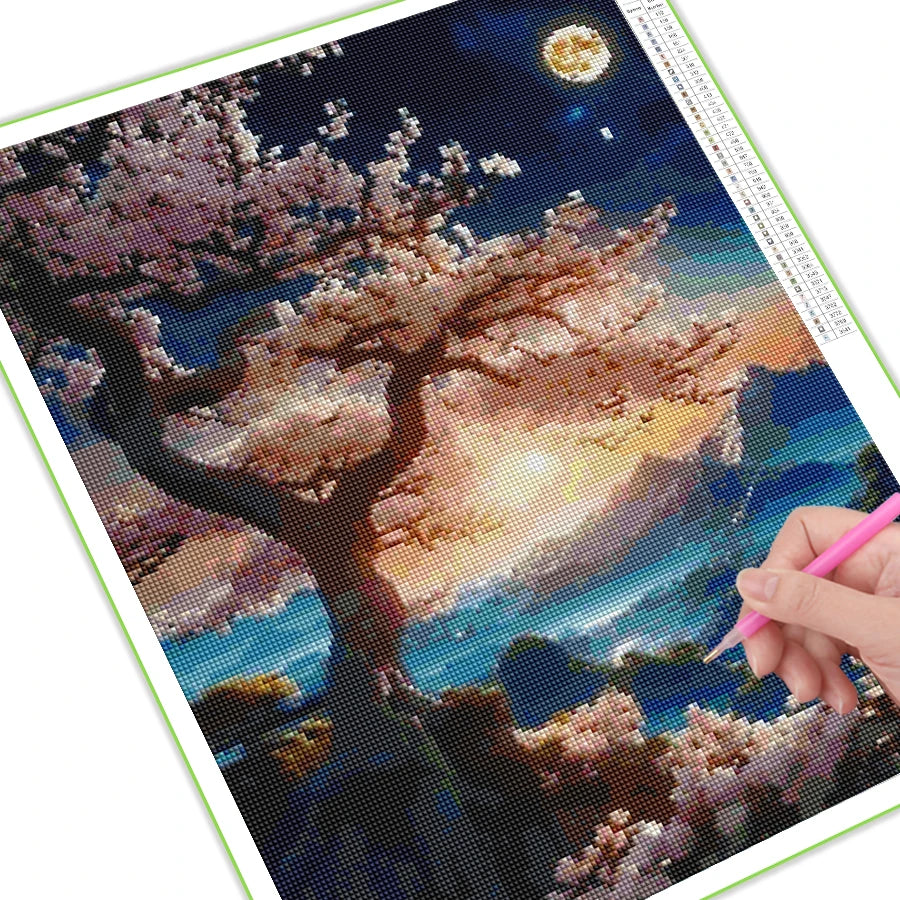 Moon Cherry Blossom Tree Diamond painting