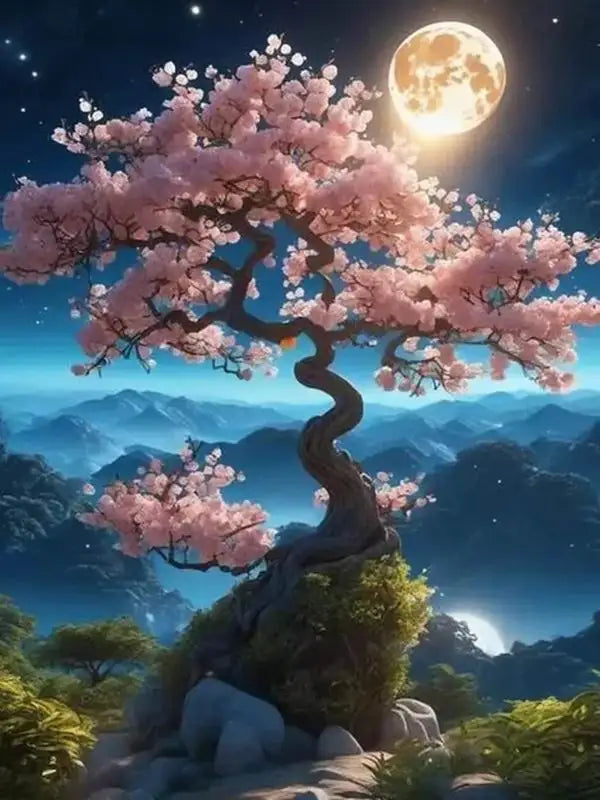 Moon Cherry Blossom Tree Diamond painting