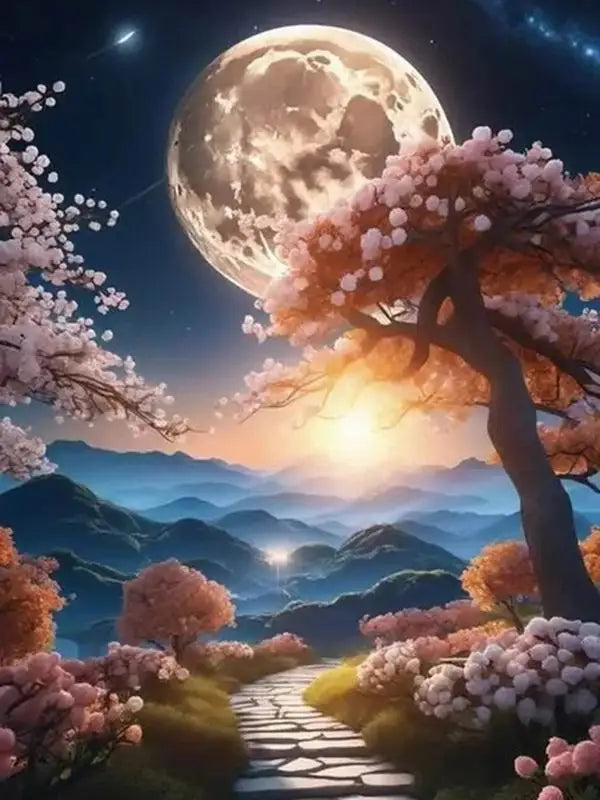 Moon Cherry Blossom Tree Diamond painting