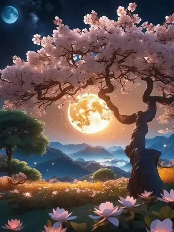 Moon Cherry Blossom Tree Diamond painting