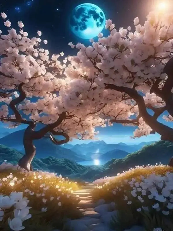 Moon Cherry Blossom Tree Diamond painting