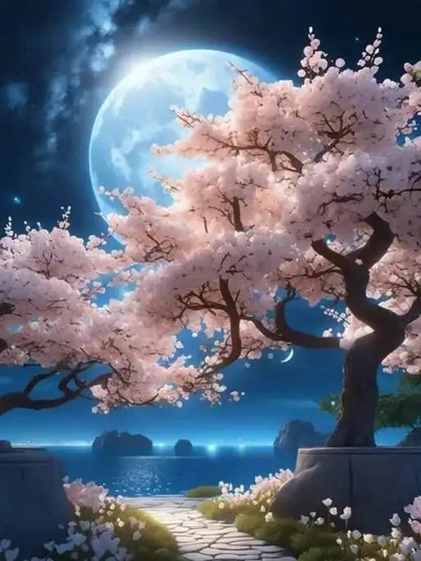 Moon Cherry Blossom Tree Diamond painting