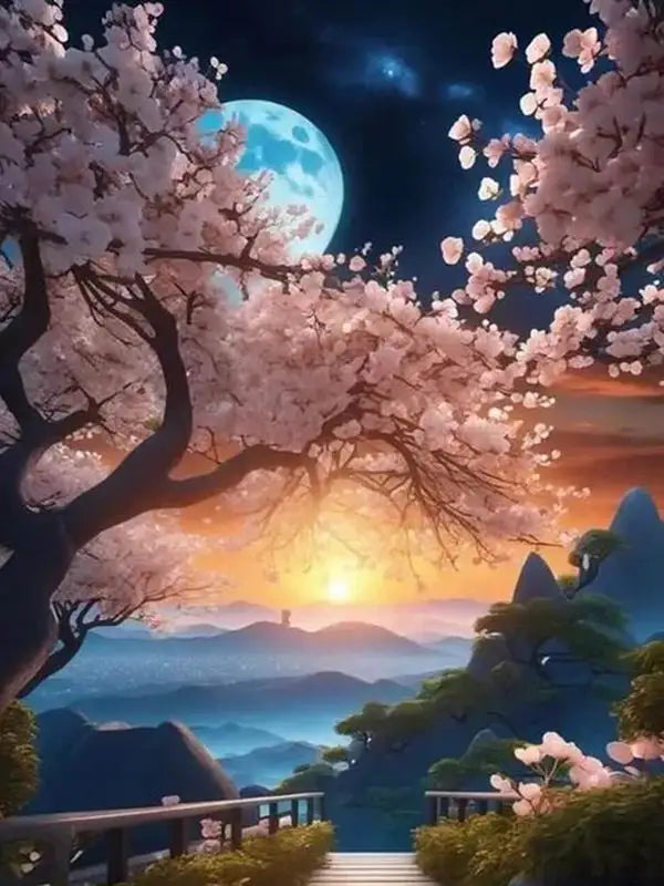 Moon Cherry Blossom Tree Diamond painting