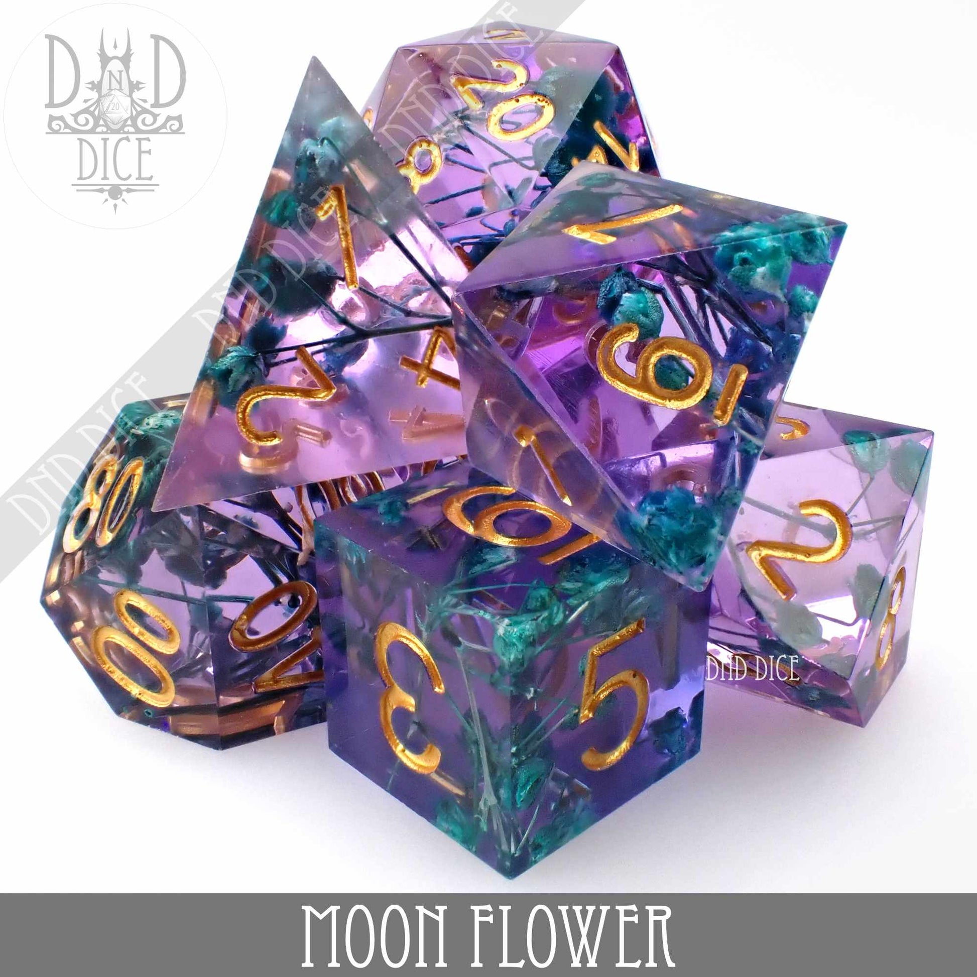 Moon Flower Handmade Dice Set