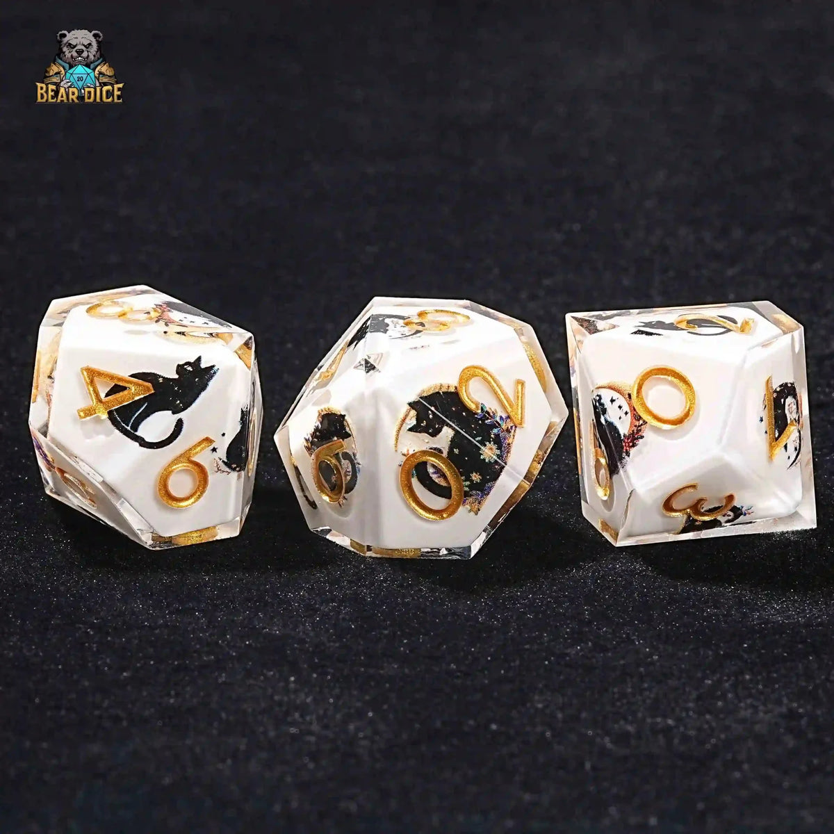 Moon Wizard Cat Resin 10 Sided Dice (D10 Dice)
