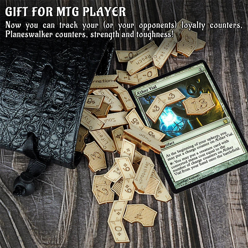 MTG Ability, Loyalty and +1/+1 Counters Set of 194 Wood Keyword, Magic Tokens Compatible with Magic The Gathering