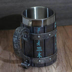 Viking Runes 'Wooden' 20 ounce Stainless Steel Tankard Mug - 1 Mug