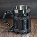 Viking Runes 'Wooden' 20 ounce Stainless Steel Tankard Mug - 1 Mug
