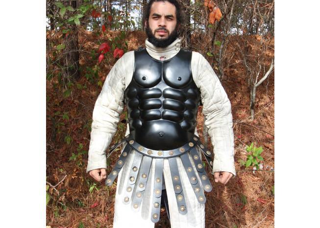 Muscular Blackened Greek Heroic Steel Cuirass +5