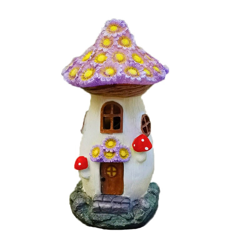 Mushroom House Resin Decoration Garden Courtyard Solar Light