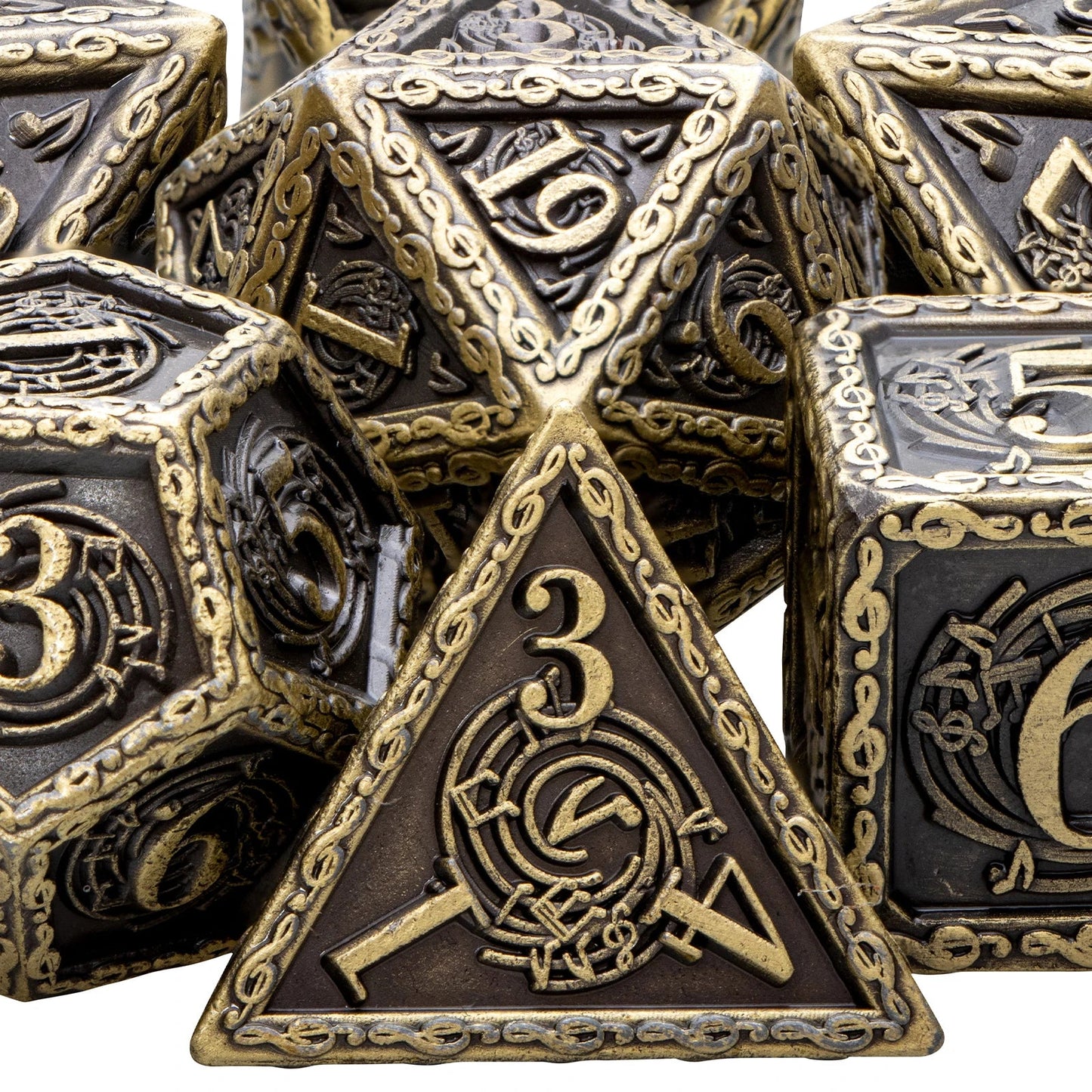 Music DND D20 Dungeon and Dragon Dice Set Metal 6 Sided Polyhedral D&D Dice for Pathfinder RPG Board Games D20 D12 D10 D8 D6 D4