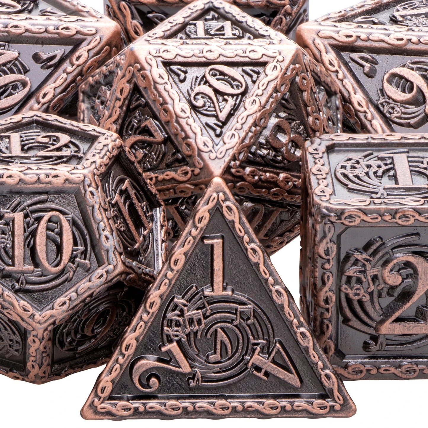 Music DND D20 Dungeon and Dragon Dice Set Metal 6 Sided Polyhedral D&D Dice for Pathfinder RPG Board Games D20 D12 D10 D8 D6 D4