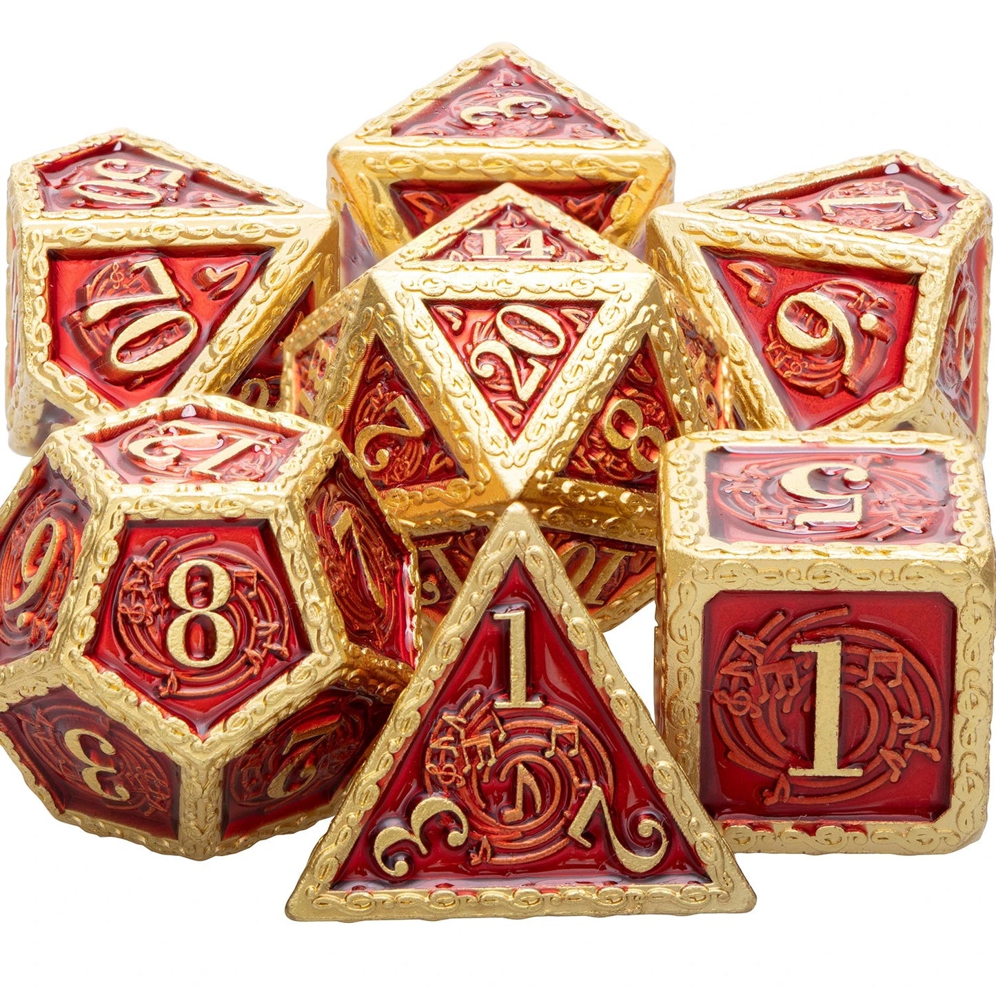 Music DND D20 Dungeon and Dragon Dice Set Metal 6 Sided Polyhedral D&D Dice for Pathfinder RPG Board Games D20 D12 D10 D8 D6 D4