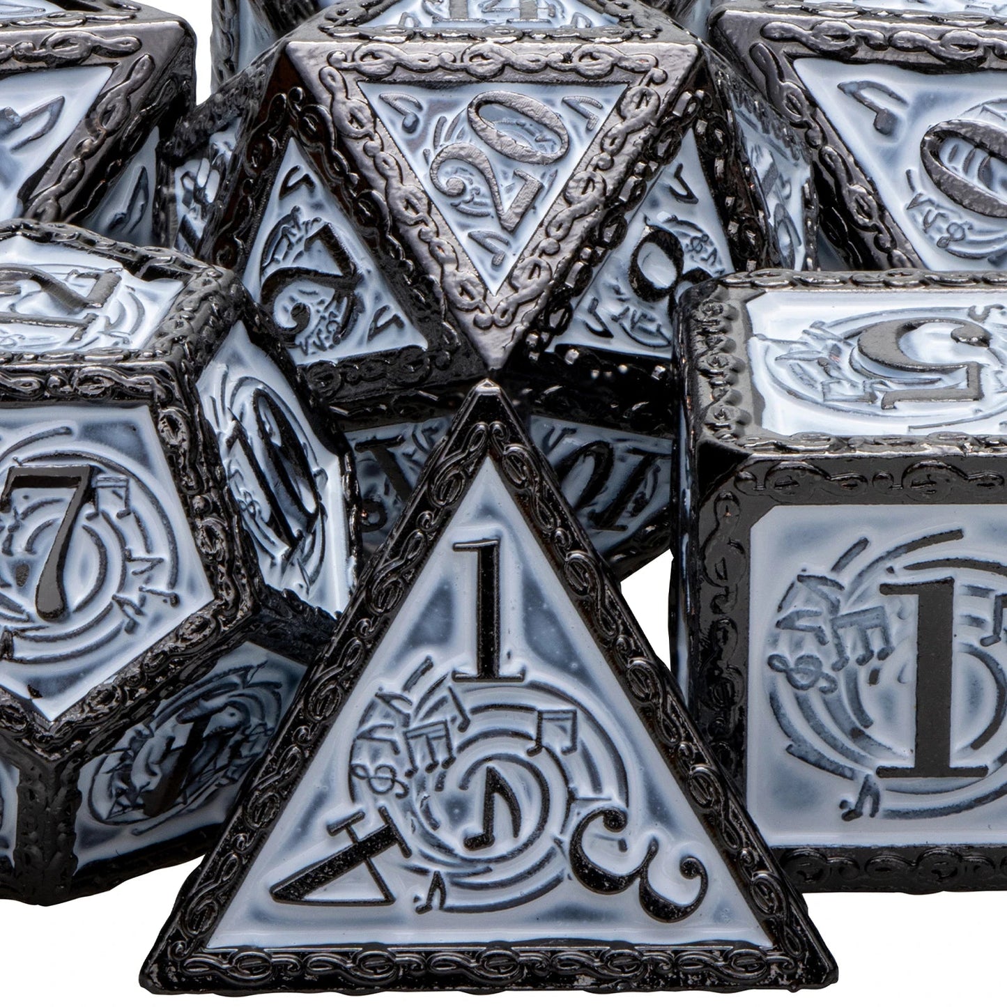 Music DND D20 Dungeon and Dragon Dice Set Metal 6 Sided Polyhedral D&D Dice for Pathfinder RPG Board Games D20 D12 D10 D8 D6 D4