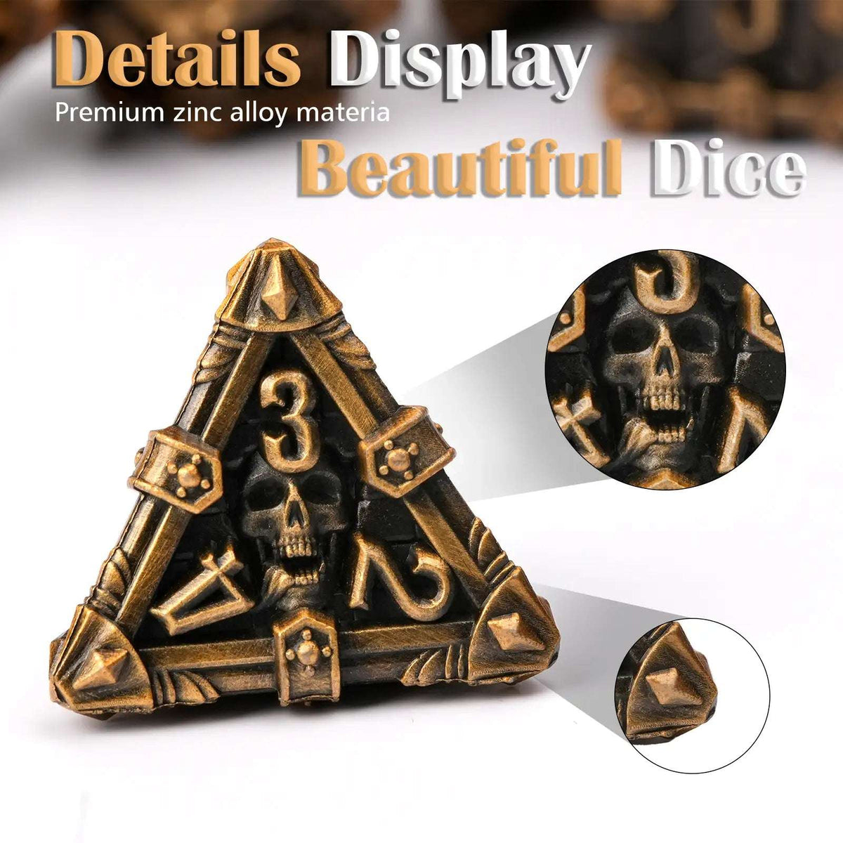 Mysterious dark gothic skeleton series metal dnd dice set