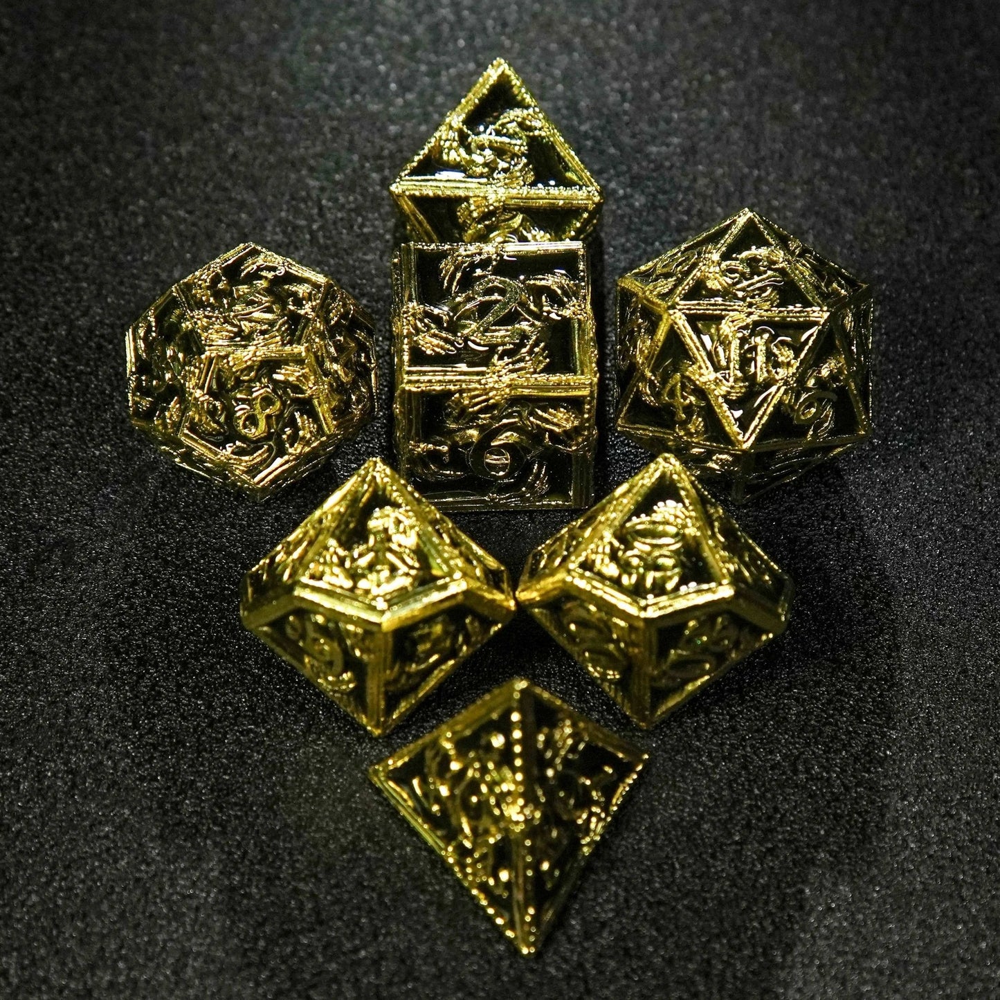 Mystic Wizard - Dark Skeleton Hand Metal DND Dice Set