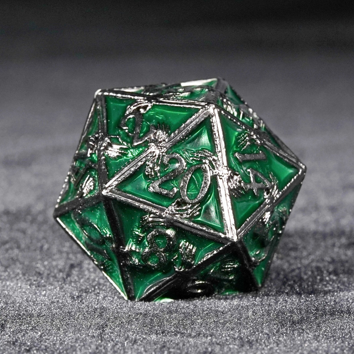 Mystic Wizard - Dark Skeleton Hand Metal DND Dice Set