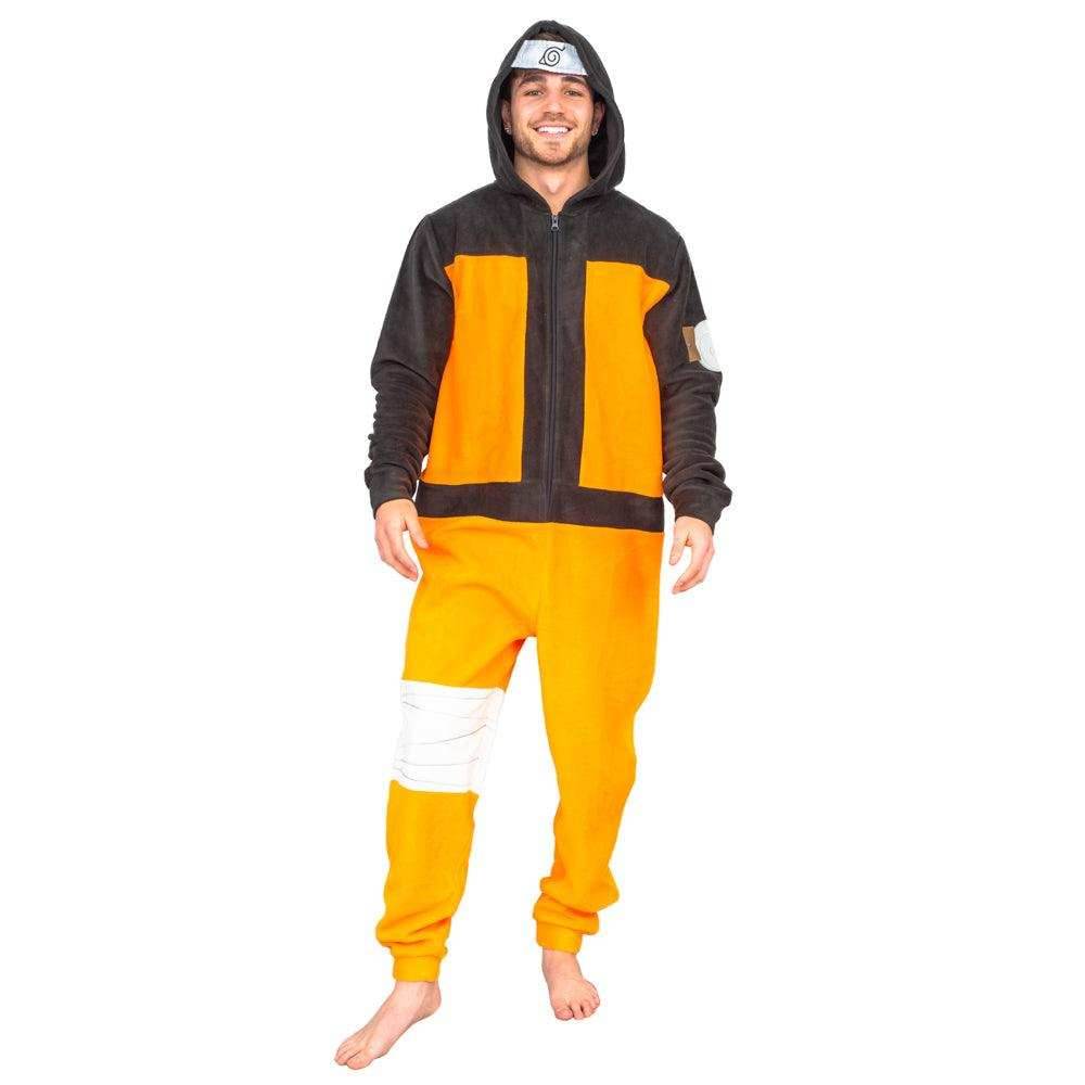 Naruto Costume Jumpsuit Pajamas with Hood Halloween Costume Cosplay - 