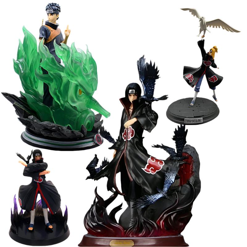 Naruto GK Uchiha Itachi I Love Rosha Cloud Sitting Crane Shield Sand Storm Sasuke Chidori San Diego PVC Action Figure Gift