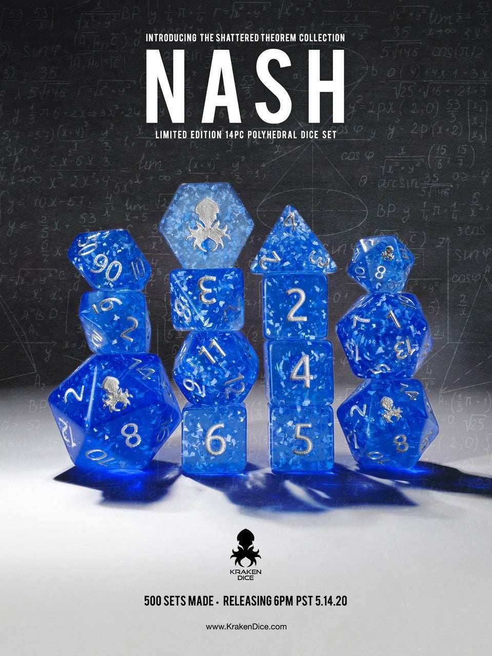 Kraken Dice -Shattered Theorem 14 pc Limited Edition Polyhedral Dice Set - Nash