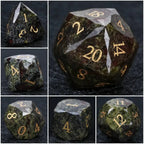 Natural Colored Ore Gemstone Dice Set | Diamond Cut Gold Engraving DND Board Game Dice