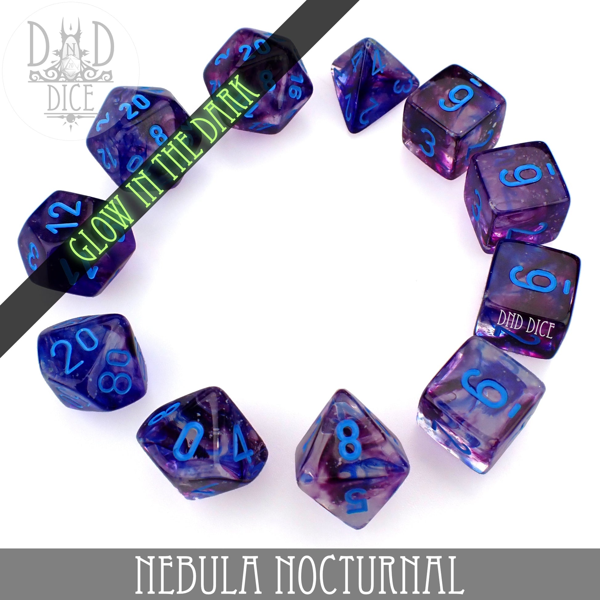 Nebula Nocturnal 7 or 11 Dice Set (Glow)