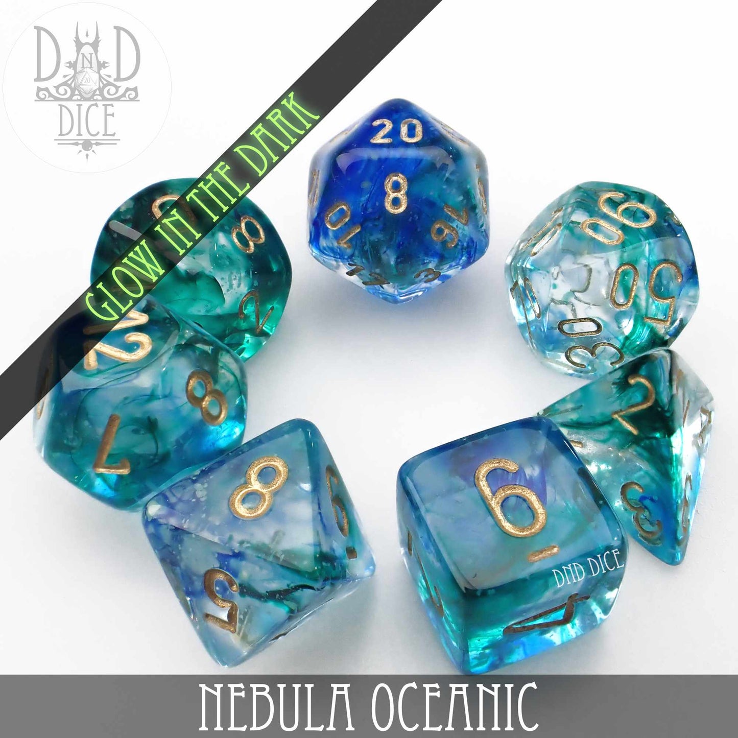 Nebula Oceanic 7 or 11 Dice Set (Glow)