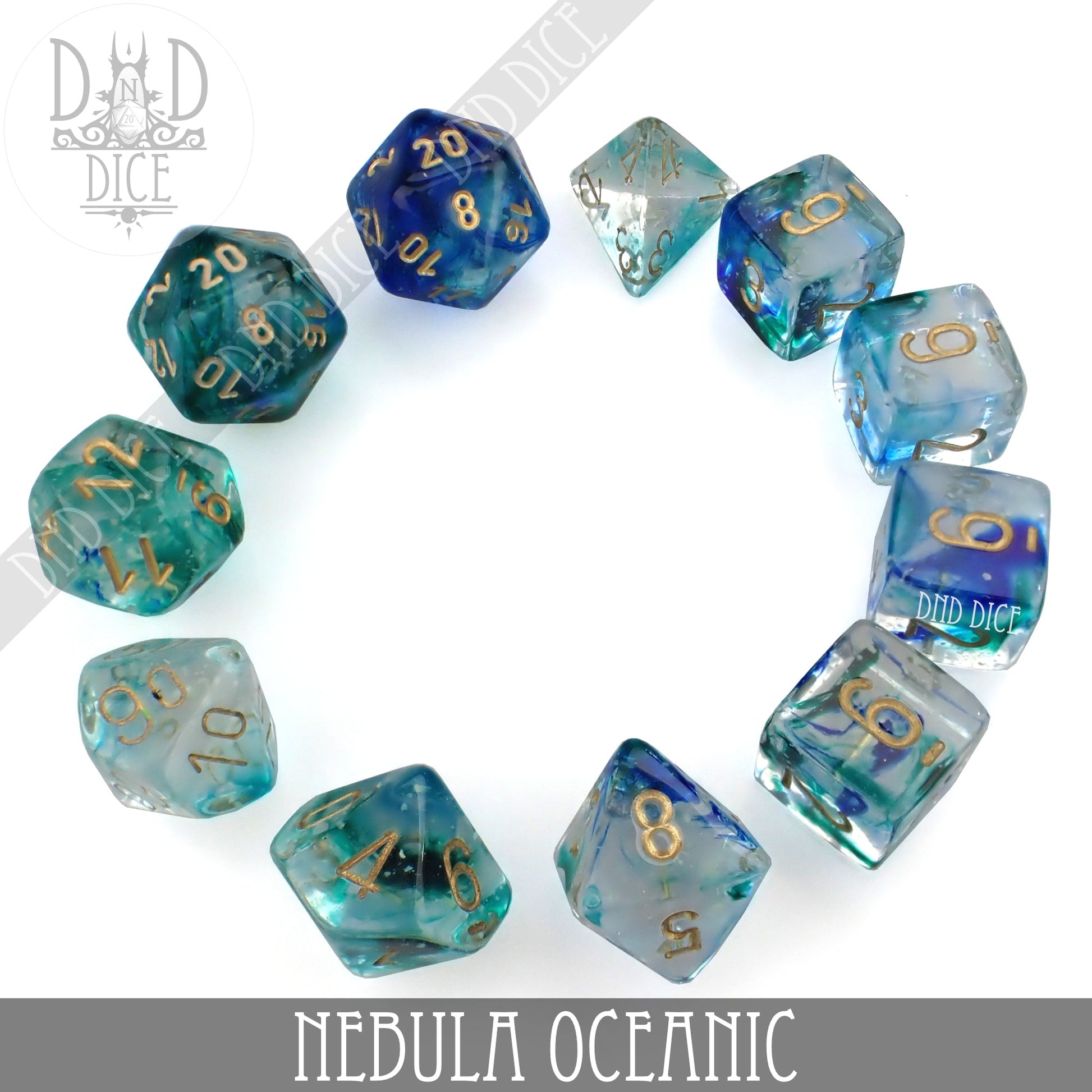 Nebula Oceanic 7 or 11 Dice Set (Glow)