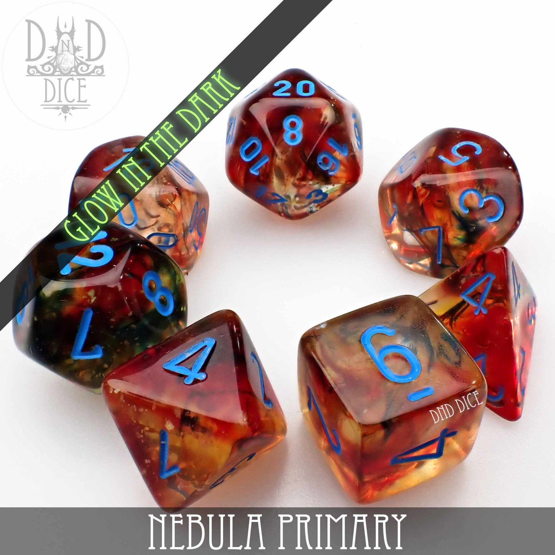 Nebula Primary 7 or 11 Dice Set (Glow)