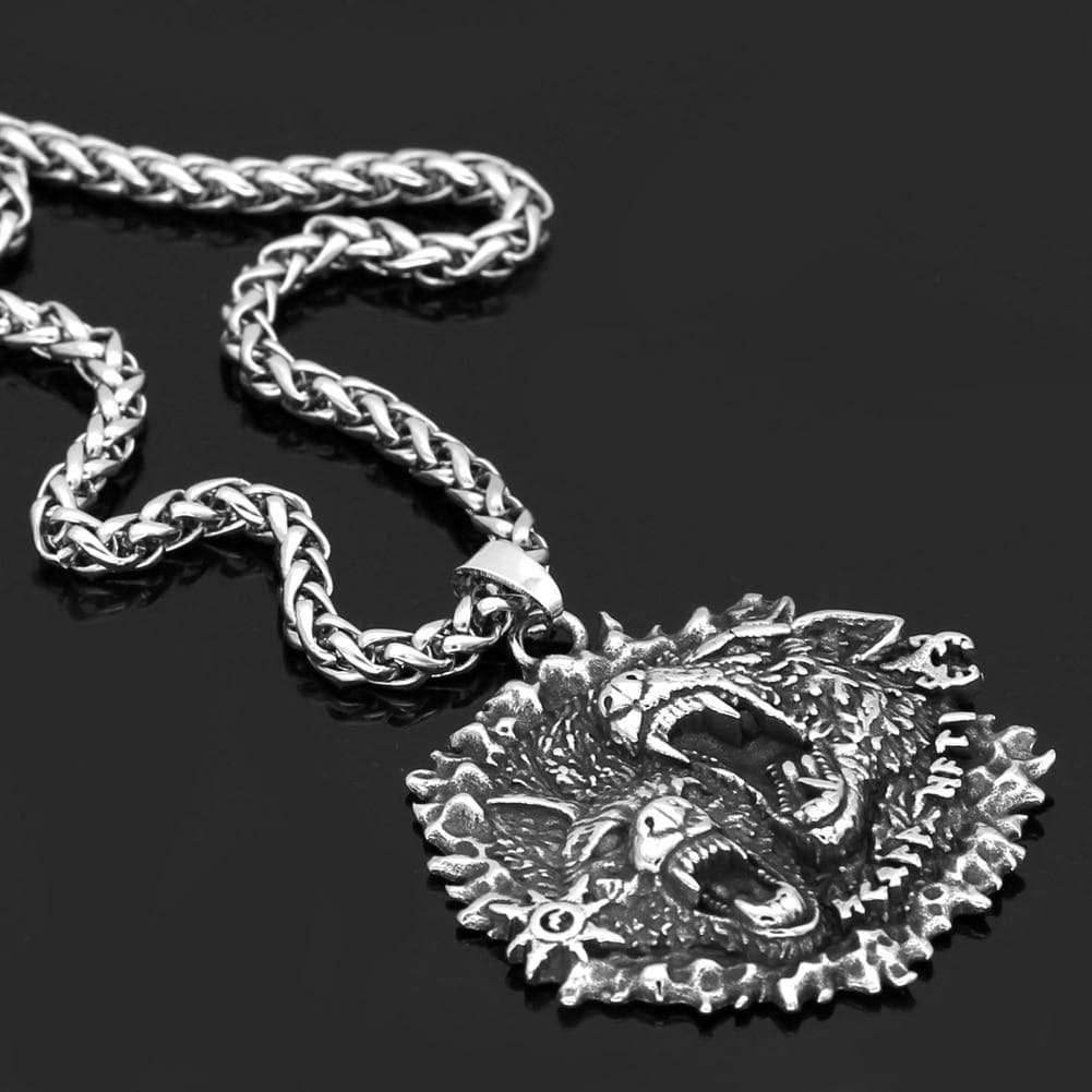 Vikings Geri and Freki Stainless Steel Pendant Necklace - Pendant + Chain