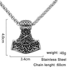 Vikings Mjolnir Stainless Steel Chain Necklace - Necklace with Pendant