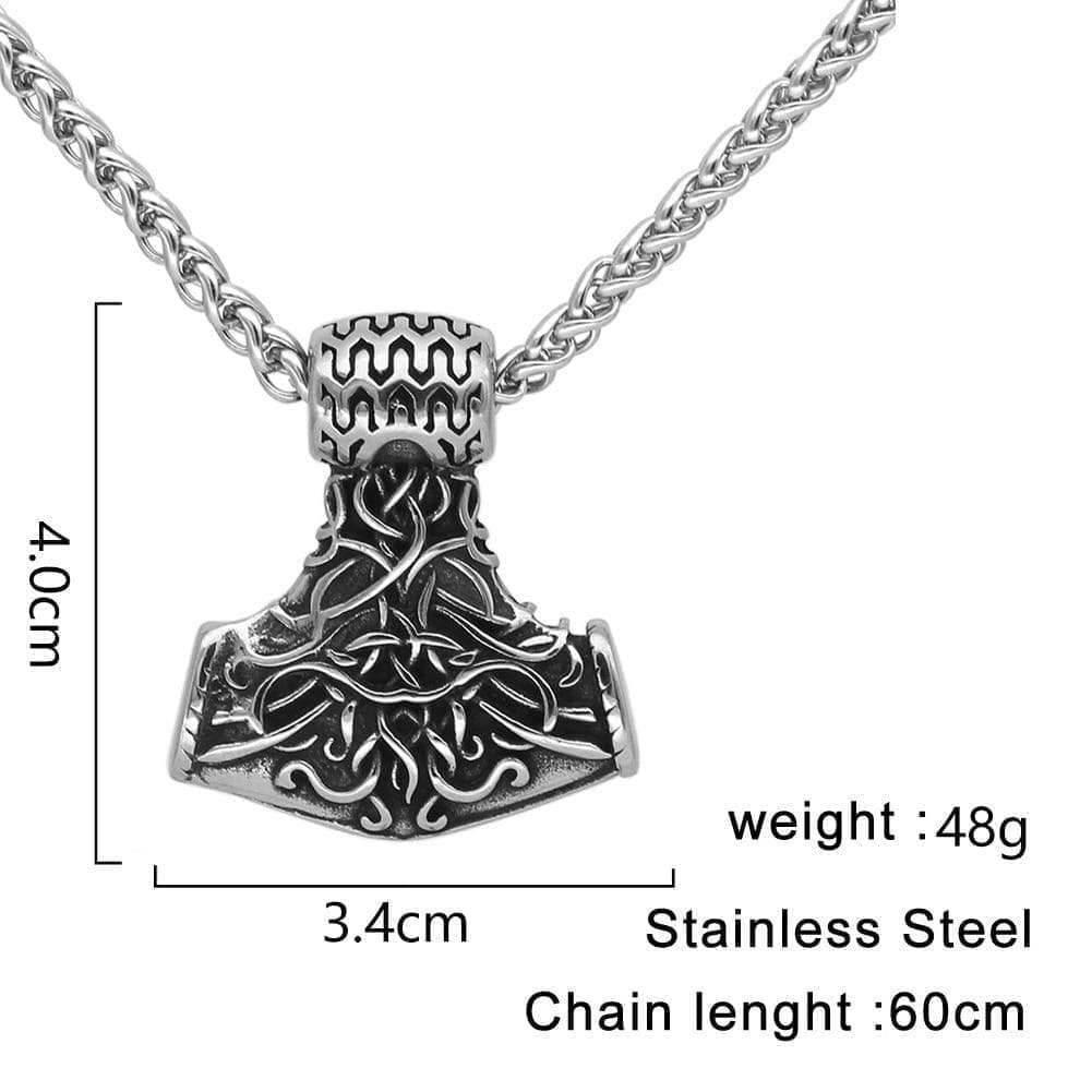 Vikings Mjolnir Stainless Steel Chain Necklace - Necklace with Pendant