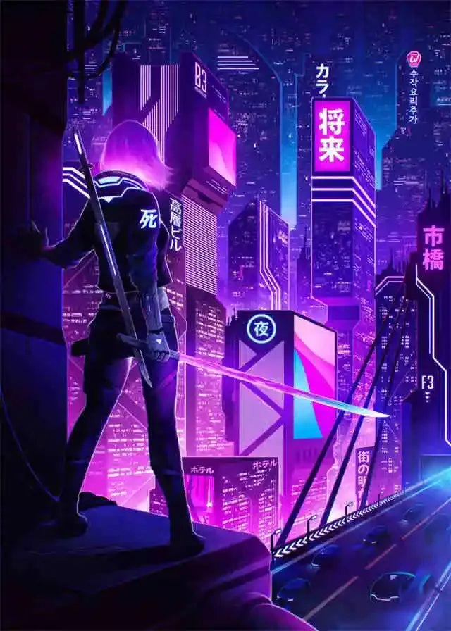 Neon Cyberpunk Dream Future City Poster Aesthetic Wall Art Anime Girl Car Canvas Print Home Decor Kawaii Gaming Room Decoration