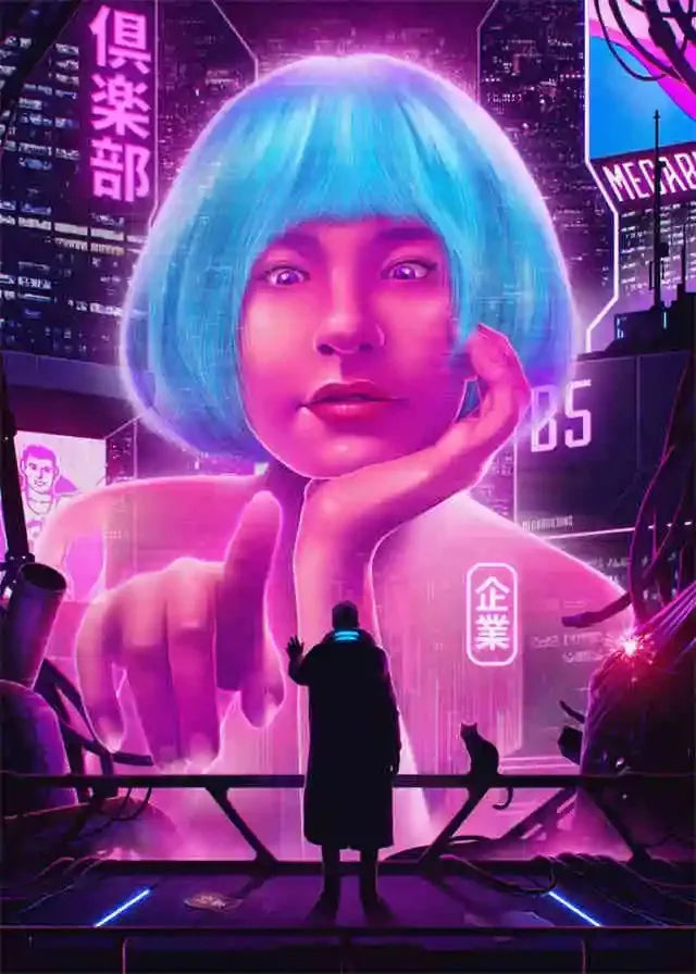 Neon Cyberpunk Dream Future City Poster Aesthetic Wall Art Anime Girl Car Canvas Print Home Decor Kawaii Gaming Room Decoration