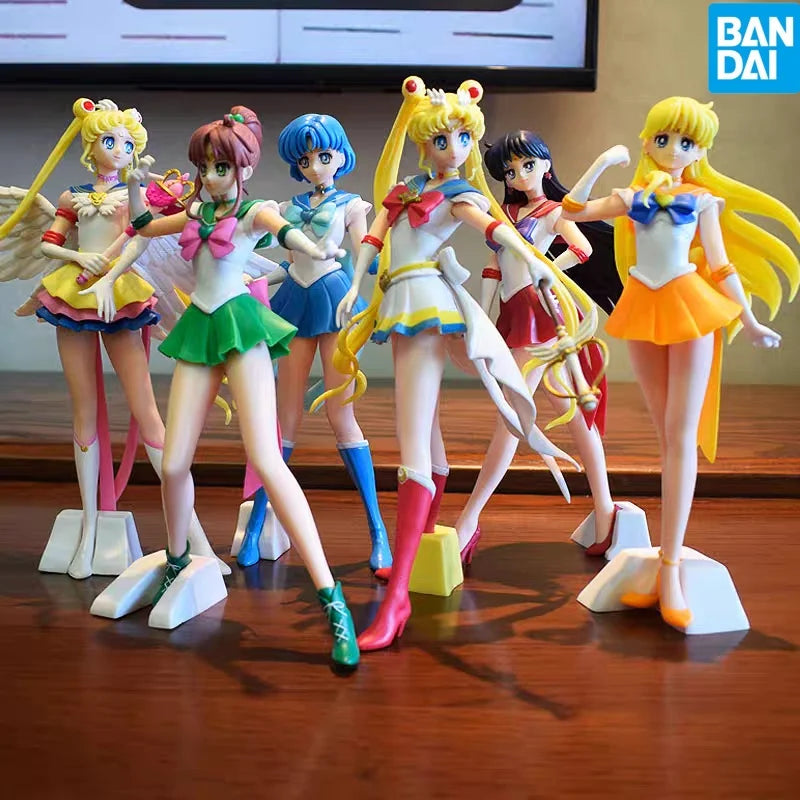 New 2pcs/lot Anime Sailor Moon Figure Sailor Mars Sailor Mercury Action Figures Hand Made Toy Kawaii Model Ornaments Gift 22cm