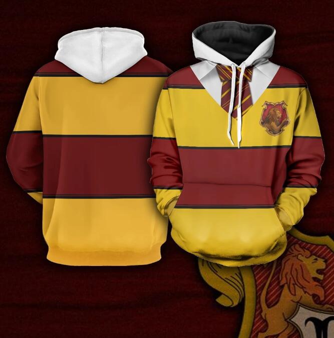 New 3D Digital Cool Harry Potter Striped Hoodie Trendy Casual Loose Hooded Sweater