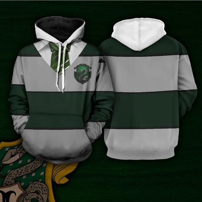 New 3D Digital Cool Harry Potter Striped Hoodie Trendy Casual Loose Hooded Sweater