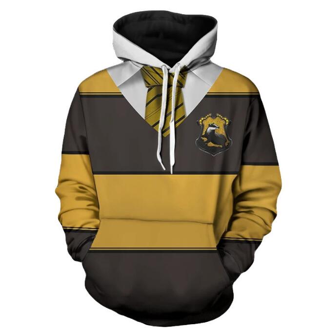 New 3D Digital Cool Harry Potter Striped Hoodie Trendy Casual Loose Hooded Sweater