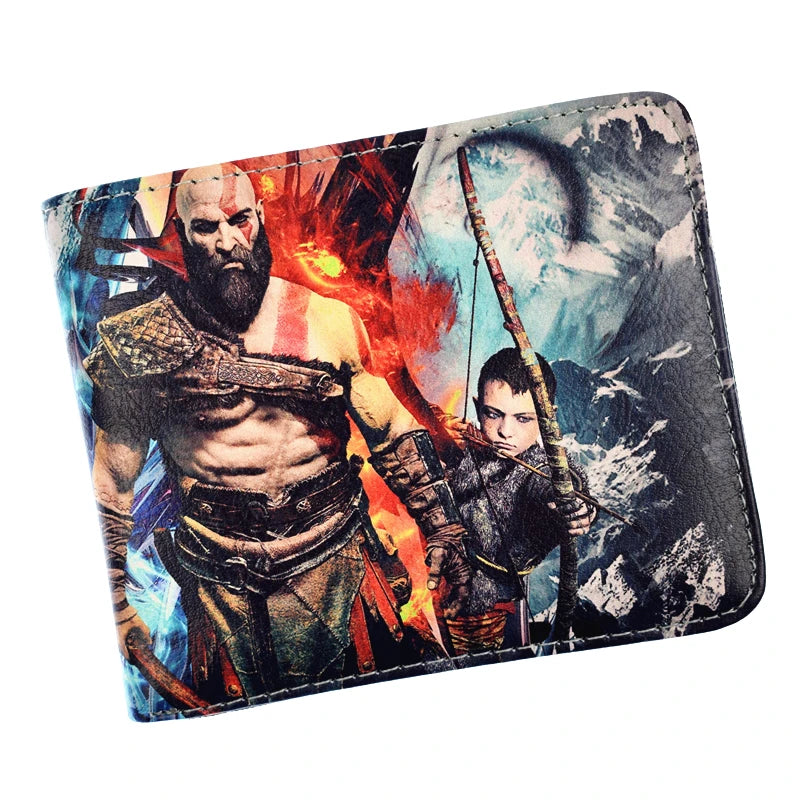 New Arrival Hot Game God of War 4 Kratos Wallet Men's PU Leather Short Purse Credit Card Holder with Coin Pocket