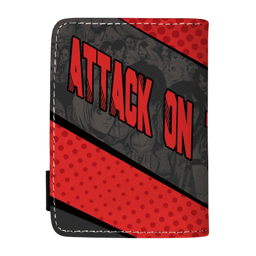 new Attack On Titan Cartoon Anime Short Wallet Vertical style with buttons can hold coins