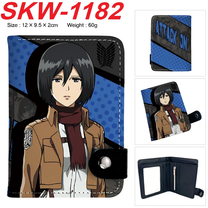 new Attack On Titan Cartoon Anime Short Wallet Vertical style with buttons can hold coins