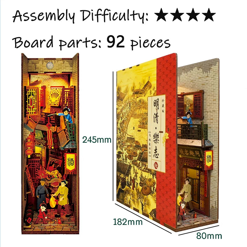 New Diy Wooden Book Nook Shelf Insert Kits Miniature Anime Building Dollhouse Alley Bookends Suitable For Office Home Decoration