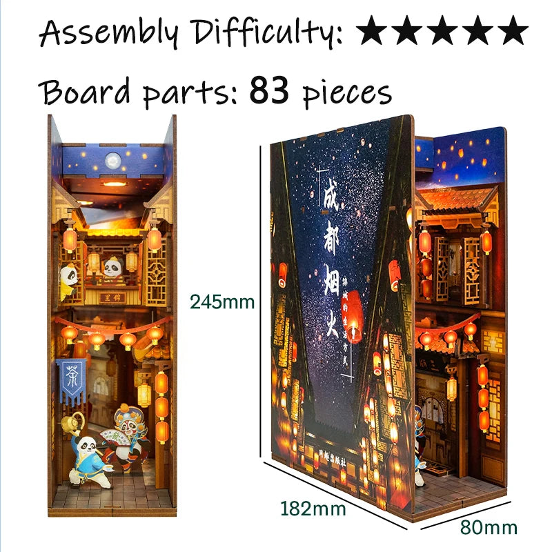 New Diy Wooden Book Nook Shelf Insert Kits Miniature Anime Building Dollhouse Alley Bookends Suitable For Office Home Decoration