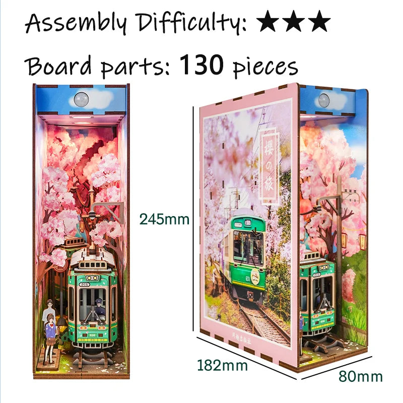 New Diy Wooden Book Nook Shelf Insert Kits Miniature Anime Building Dollhouse Alley Bookends Suitable For Office Home Decoration