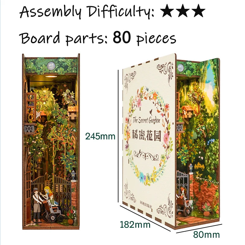 New Diy Wooden Book Nook Shelf Insert Kits Miniature Anime Building Dollhouse Alley Bookends Suitable For Office Home Decoration