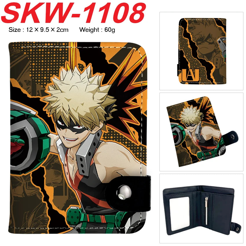 new My Hero Academia Cartoon Anime Short Wallet Vertical style with buttons can hold coins