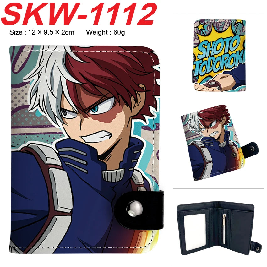 new My Hero Academia Cartoon Anime Short Wallet Vertical style with buttons can hold coins