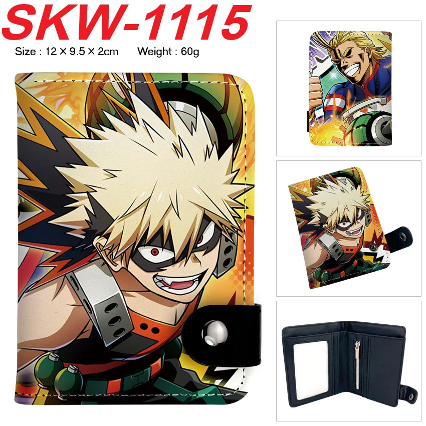 new My Hero Academia Cartoon Anime Short Wallet Vertical style with buttons can hold coins