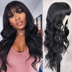 Long Body Wave Black Wig Synthetic Wigs for Black Women Middle Part Brown Red Pink Purple Cosplay Hair Wigs For Black Women Cosplay Wigs For Women